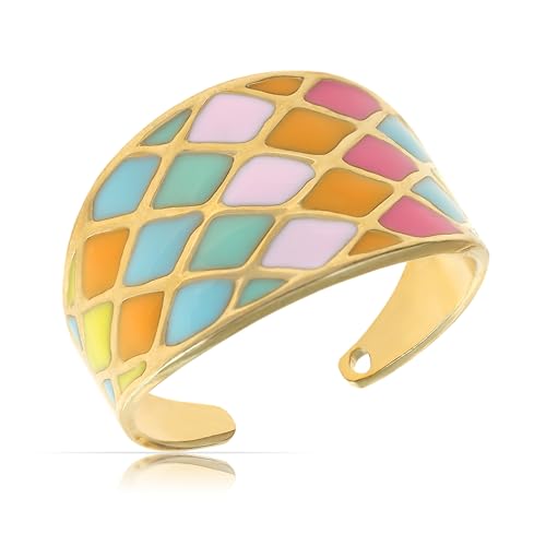 Made by Nami Boho Ring Gold Damen aus chirurgischem Edelstahl Statement Ring Verstellbar Vintage Schmuck Wasserfester Schmuck von Made by Nami