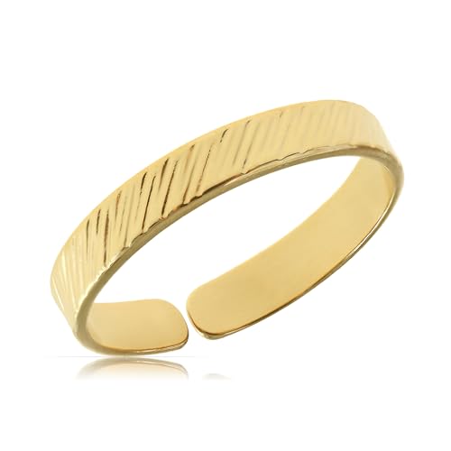 Made by Nami Boho Ring Gold aus chirurgischem Edelstahl Damenring Gold Größenverstellbar Geschenk Damen Schmuck Wasserfester Schmuck (Geriffelt) von Made by Nami