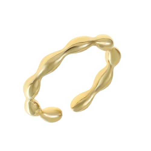 Made by Nami Boho Ring Gold aus chirurgischem Edelstahl Damenring Gold Größenverstellbar Geschenk Damen Schmuck Wasserfester Schmuck (Kugelig) von Made by Nami