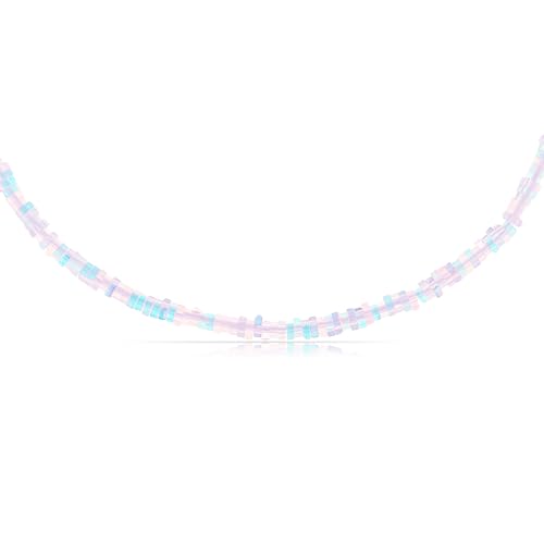 Made by Nami Bunte Perlenkette Damen Lila, Blau oder Rot 40 + 5 Halskette Damen aus Perlen Freundschaftskette (Blau) von Made by Nami