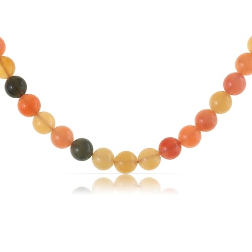 Made by Nami Bunte Perlenkette Damen aus echten Steinen 40 + 5 cm Länge Boho Schmuck Damen (Rosa Bunt) von Made by Nami