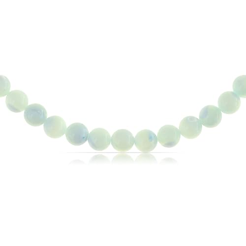 Made by Nami Bunte Perlenkette Damen aus echten Steinen mit Schlangenmaserung Boho Schmuck 40 + 5 cm Länge (Hellblau) von Made by Nami