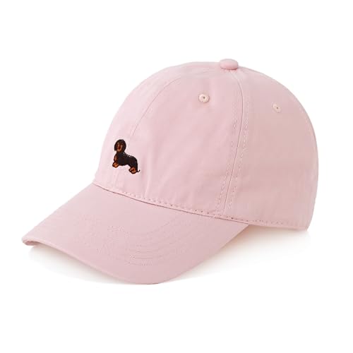 Made by Nami Cap Damen oder Herren Rosa Basecap mit besticktem Dackel Cappy Frauen Größenverstellbar Baumwolle Dackel Geschenke von Made by Nami
