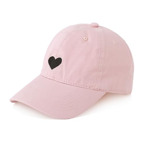 Made by Nami Cap Damen und Herren Basecap Rosa mit besticktem Herz Cappy Frauen Männer Größenverstellbar Baumwolle von Made by Nami