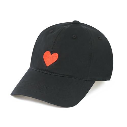 Made by Nami Cap Damen und Herren Basecap Schwarz oder Rosa mit besticktem Herz Cappy Frauen Männer Größenverstellbar Baumwolle von Made by Nami