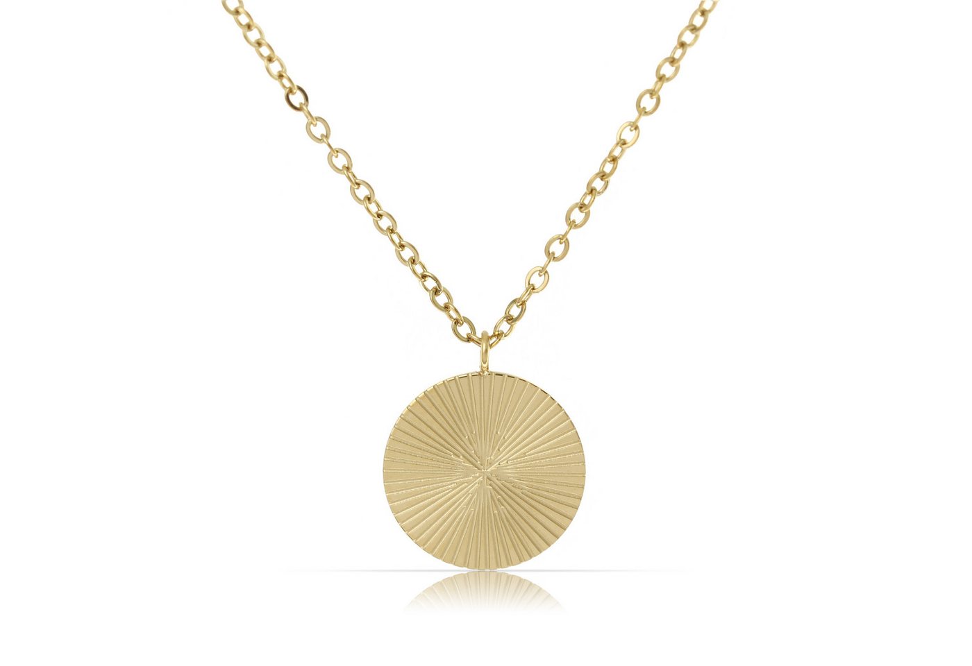 Made by Nami Charm-Kette Damen Halskette goldfarben mit Sonnenanhänger Boho-Stil verstellbar, aus Edelstahl – wasserfest – hypoallergen – sommerlich Made by Nami Charm-Kette Damen Halskette goldfarben mit Sonnenanhänger Boho-Stil verstellbar, aus Edelstahl – wasserfest – hypoallergen – sommerlich von Made by Nami