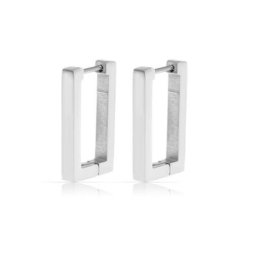 Made by Nami Creolen Silber Damen Eckig aus Edelstahl Wasserfester Schmuck Geschenk Freundin (Rechteck Silber) von Made by Nami