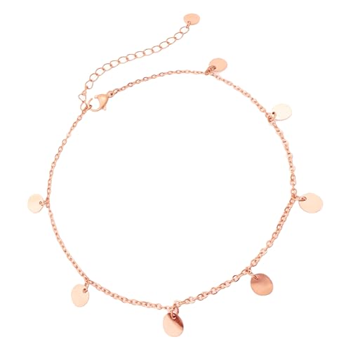 Made by Nami Edelstahl Damen Fußkettchen mit starkem Karabiner-Verschluss - verschiedene Designs - Frauen Fußkette Rosé-Gold - Mädchen Fußschmuck - Geschenk für Sie (Rose-Gold Plate) von Made by Nami