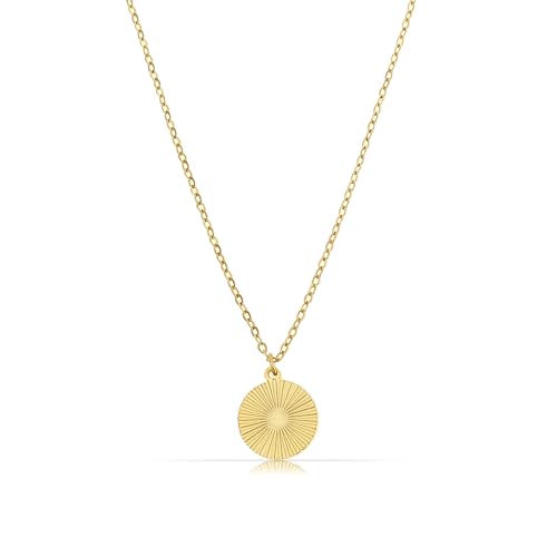 Made by Nami Edelstahl Halskette Damen Gold mit Sonnen Anhänger 40 + 5 Geschenke für Frauen Wasserfester Schmuck von Made by Nami