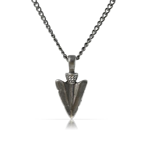 Made by Nami Edelstahl Halskette Herren mit Anhänger Schwarz 60 cm lang Wasserfester Surfer Schmuck (Pfeilspitze Schwarz) von Made by Nami