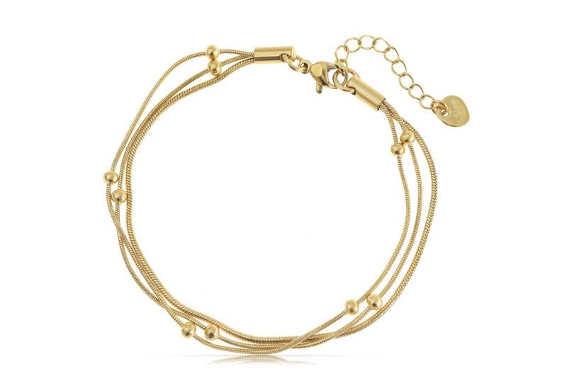 Made by Nami Edelstahlarmband Mehrreihig in Silber oder Gold aus Chirurgischem Edelstahl 16 + 3 cm, Perlenarmband Damen Hypoallergen Wasserfester Schmuck von Made by Nami