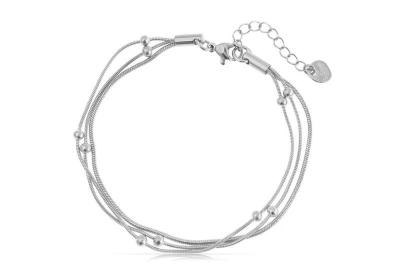 Made by Nami Edelstahlarmband Mehrreihig in Silber oder Gold aus Chirurgischem Edelstahl 16 + 3 cm, Perlenarmband Damen Hypoallergen Wasserfester Schmuck von Made by Nami