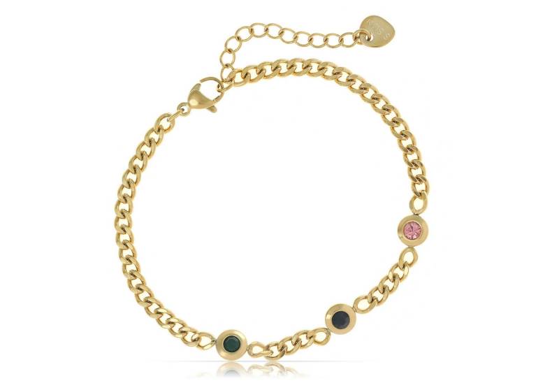 Made by Nami Edelstahlarmband Perlen Armband Damen bunt Edelstein verstellbar Edelstahl wasserfest, Mit bunten Edelsteinen – hypoallergen – mit Verlängerung von Made by Nami