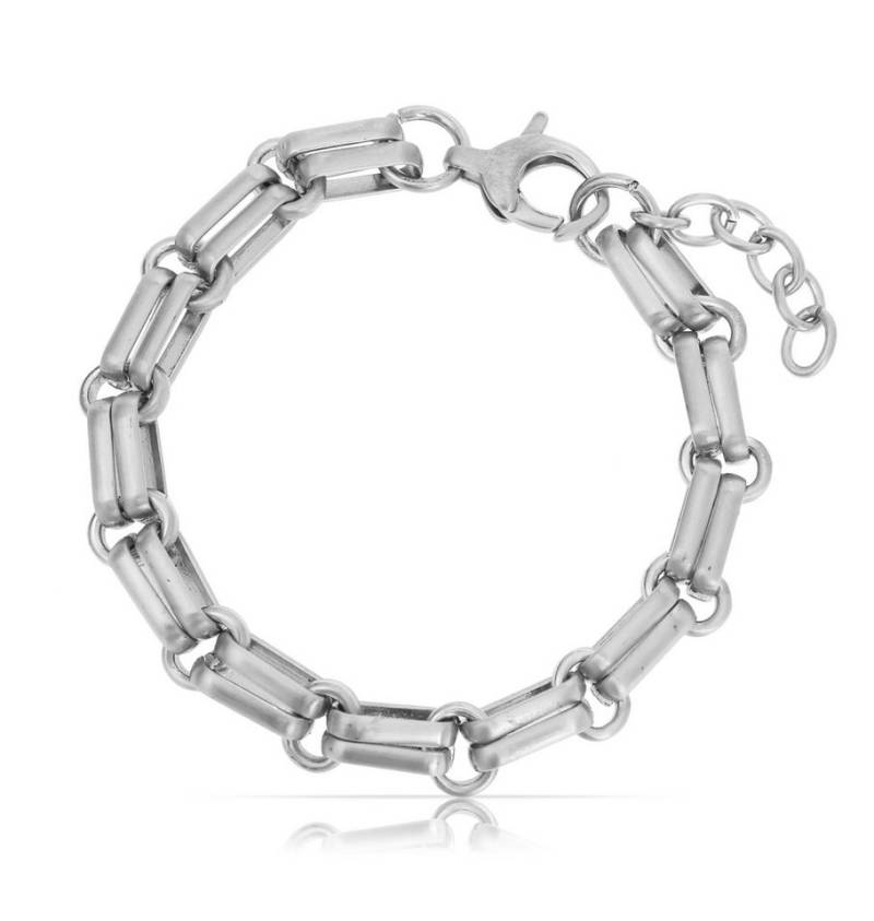 Made by Nami Edelstahlarmband Silber Herren Ankerarmband mit doppelter Reihe Eckig Edelstahl, 18 + 4 cm Länge Wasserfester Schmuck von Made by Nami