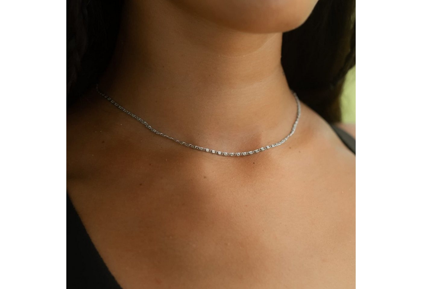 Made by Nami Edelstahlkette Minimalistische Halskette für Damen mit starkem Karabiner-Verschluss, Choker-Kette Frauen & Mädchen Filigrane Gliederkette von Made by Nami