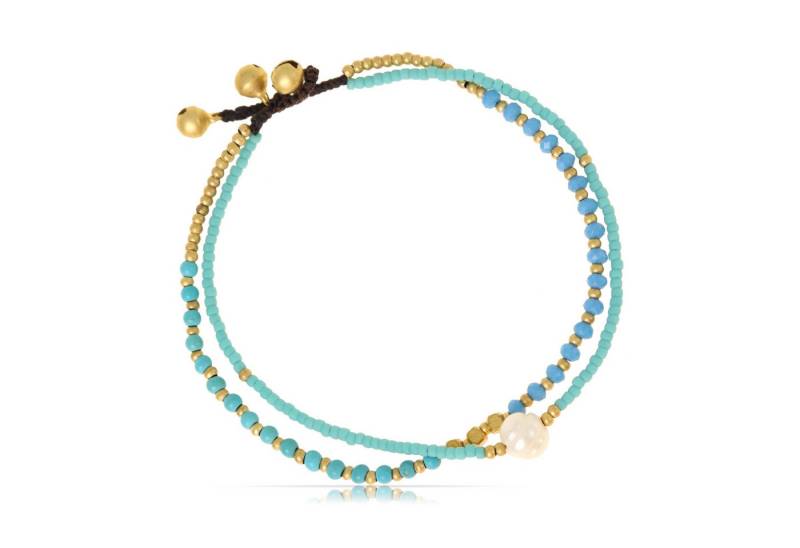 Made by Nami Fußketten Set Surfer Fußkettchen mit Perlen Damen & Mädchen Boho Fußkette Türkis, Hippie Fußkettchen Festival Schmuck von Made by Nami