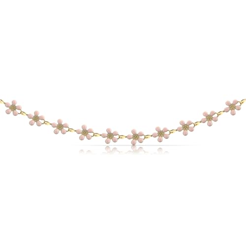 Made by Nami Gänseblümchen Halskette Damen Gold Blumenkette aus Chirurgischem Edelstahl 40 + 5 cm Hypoallergen Wasserfester Schmuck Hippie Schmuck Damen von Made by Nami