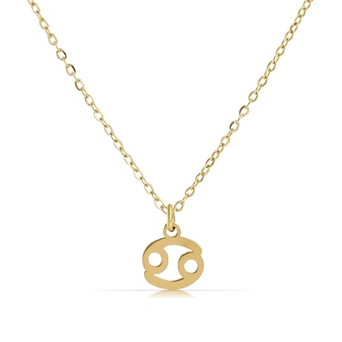 Made by Nami Gold Sternzeichen Halskette Damen aus Chirurgischem Edelstahl 40 + 5 cm Sternzeichen Kette Gold Hypoallergen und Wasserfest Spiritueller Schmuck (Krebs) von Made by Nami