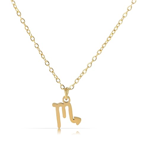 Made by Nami Gold Sternzeichen Halskette Damen aus Chirurgischem Edelstahl 40 + 5 cm Sternzeichen Kette Gold Hypoallergen und Wasserfest Spiritueller Schmuck (Skorpion) von Made by Nami