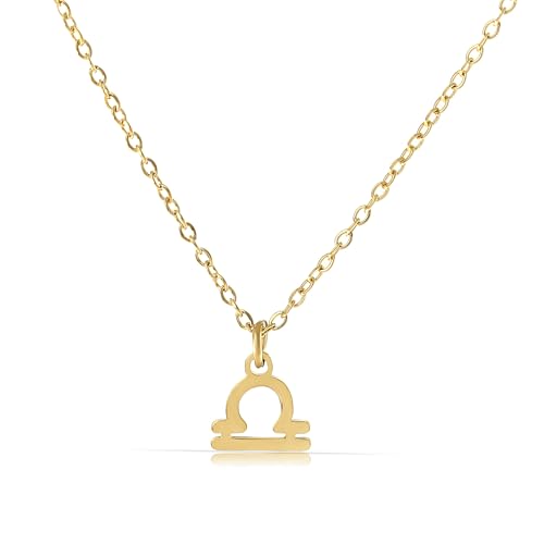 Made by Nami Gold Sternzeichen Halskette Damen aus Chirurgischem Edelstahl 40 + 5 cm Sternzeichen Kette Gold Hypoallergen und Wasserfest Spiritueller Schmuck (Waage) von Made by Nami