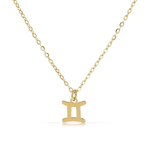 Made by Nami Gold Sternzeichen Halskette Damen aus Chirurgischem Edelstahl 40 + 5 cm Sternzeichen Kette Gold Hypoallergen und Wasserfest Spiritueller Schmuck (Zwilling) von Made by Nami