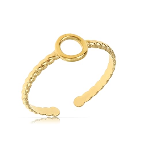 Made by Nami Filigraner Boho Edelstahl Ring Gold Geschenk Damen Schmuck Vintage Größenverstellbar & Wasserfest (Kreis) von Made by Nami