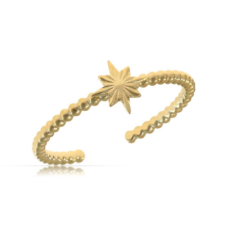 Made by Nami Goldring Damen Ring Gold mit Sternmotiv offen wasserfest hypoallergen, aus Edelstahl – Boho-Stil – symbolisches Design – glänzende Optik von Made by Nami