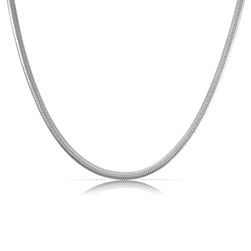 Made by Nami Halsketten Schlangen-Design 3mm • Minimalistische Schlangen-Kette mit starkem Karabiner-Verschluss • Choker Halskette Damen • Edelstahl Gliederkette • Geschenk für Sie (Silber) von Made by Nami