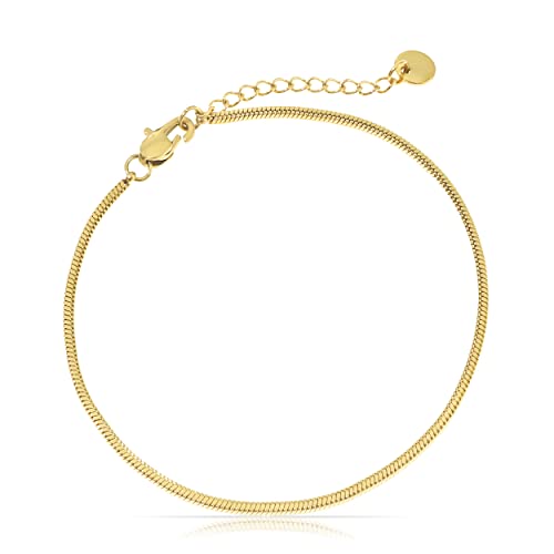 Made by Nami Herren Armband aus Edelstahl Silber/Gold • Minimalistisches Armband Herren • Armbänder für Herren • Silberarmband Männer • Filigrane Cuban Link Chain Armkette (Schlangen Design Gold) von Made by Nami