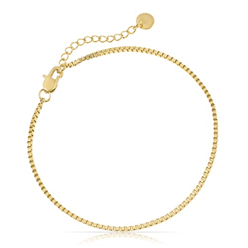 Made by Nami Herren Armband aus Edelstahl Silber/Gold • Minimalistisches Armband Herren • Armbänder für Herren • Silberarmband Männer • Filigrane Cuban Link Chain Armkette (Venetianer Design Gold) von Made by Nami