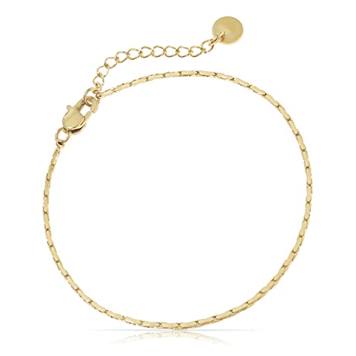 Made by Nami Herren Armband aus Edelstahl Silber/Gold • Minimalistisches Armband Herren • Armbänder für Herren • Silberarmband Männer • Filigrane Cuban Link Chain Armkette (Zopf Design Gold) von Made by Nami