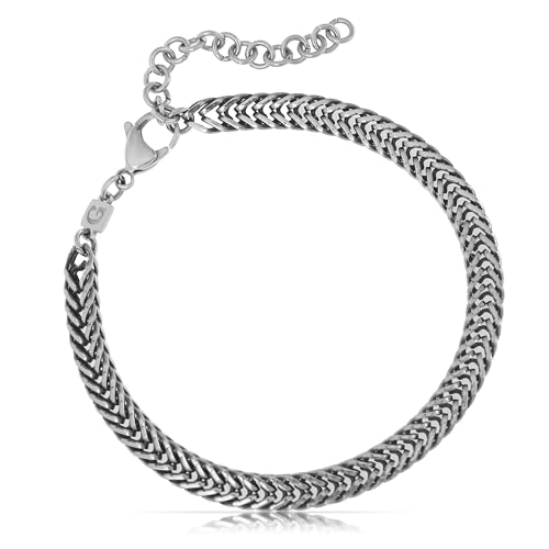 Made by Nami Herren Armband aus Edelstahl Silber/Gold • Minimalistisches Armband Herren • Armbänder für Herren • Silberarmband Männer • Grobe Cuban Link Chain Armkette (Doppelpanzerkette Silber Ind.) von Made by Nami