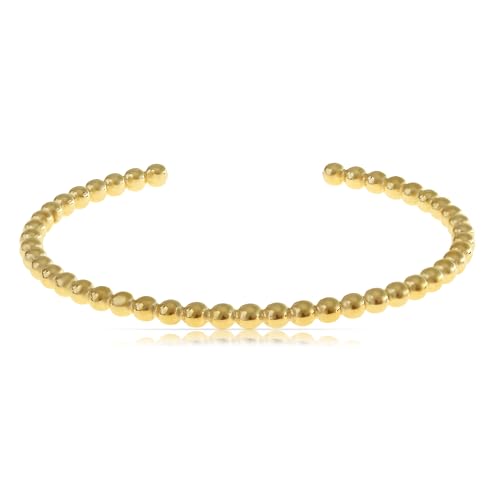 Made by Nami Herren Armreif Gold aus Chirurgischem Edelstahl Armreif Größenverstellbar Wasserfester Schmuck 60 mm Perlenarmband Gold von Made by Nami