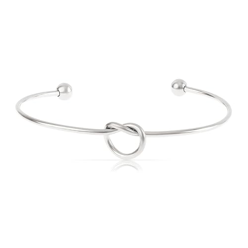 Made by Nami Herz Armreif Silber oder Gold aus chirurgischem Edelstahl 316 Größenverstellbar Hypoallergen Schmuck Damen Geschenke für Frauen Beste Freundin Geschenk (Silber) von Made by Nami