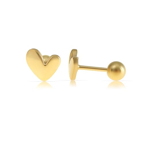 Made by Nami Herz Ohrstecker Gold Set Herz Ohrringe Stecker aus Chirurischem Edelstahl Valentinstagsgeschenk Wasserfester Schmuck Geschenk für Frauen (Asymmetrisch) von Made by Nami