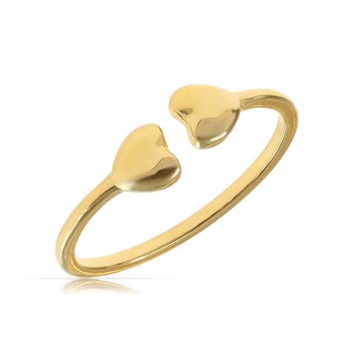 Made by Nami Herz Ring Gold Damen aus Chirurgischem Edelstahl 316L Verstellbarer Ring Herz Offenes Design Wasserfester Schmuck Geschenk zum Valentinstag von Made by Nami