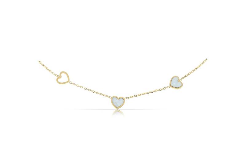 Made by Nami Herzkette Gold Perlmutt Kette Herz aus Chirurgischen Edelstahl Hypoallergen, Wasserfest 40 + 5 cm Freundschaftskette Geburtstag Geschenk für Sie von Made by Nami