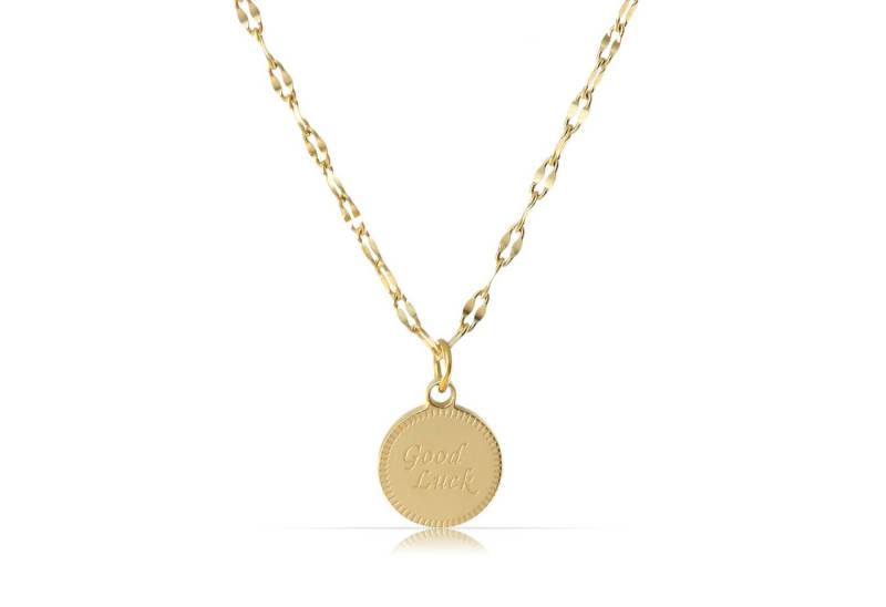 Made by Nami Kette mit Anhänger Damen Gold mit Glücksbringer Anhänger Good Luck aus Chirurg. Edelstahl, 40 + 5 cm Geschenke für Frauen Hypoallergen Wasserfester Schmuck Gold von Made by Nami