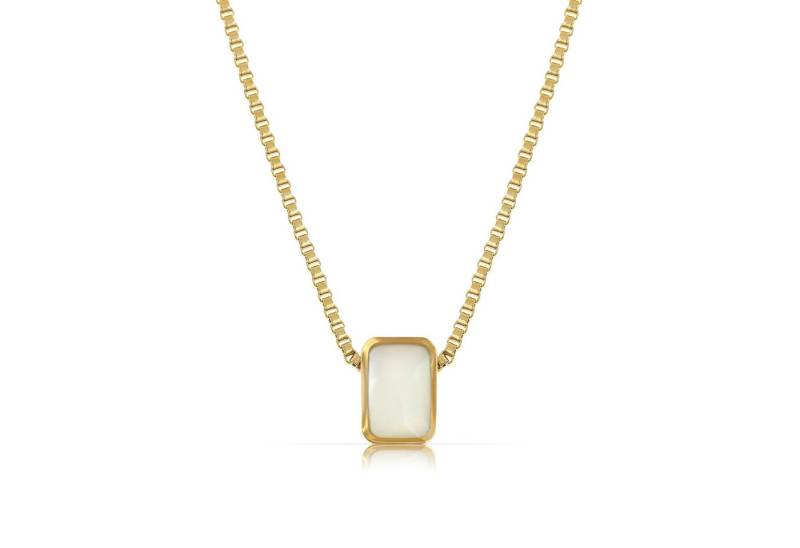 Made by Nami Kette mit Anhänger Damen Gold mit Perlmutt Anhänger aus Chirurgischem Edelstahl 40 + 5 cm, Spirituelle Geschenke für Frauen Wasserfest Hypoallergen von Made by Nami