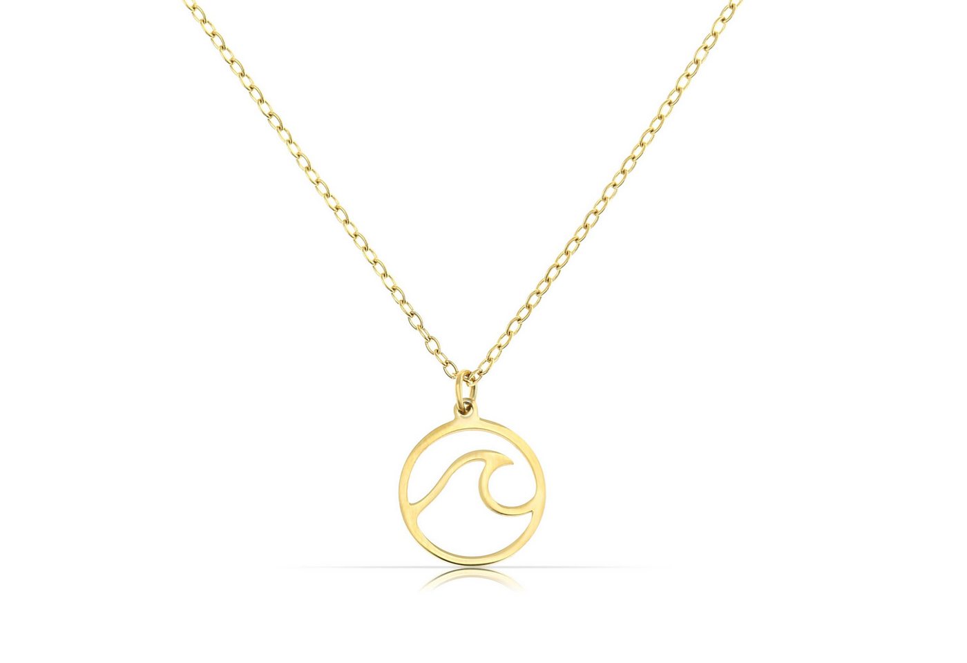 Made by Nami Kette mit Anhänger Damen Gold mit Wellen Anhänger aus Chirurgischem Edelstahl 40 + 5 cm, Surfer Halskette Wasserfester Schmuck Hypoallergen Made by Nami Kette mit Anhänger Damen Gold mit Wellen Anhänger aus Chirurgischem Edelstahl 40 + 5 cm, Surfer Halskette Wasserfester Schmuck Hypoallergen von Made by Nami