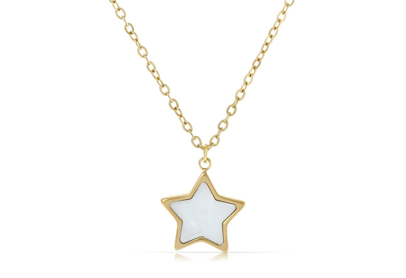 Made by Nami Kette mit Anhänger Damen mit Perlmutt Anhänger Stern oder Mond aus Chirurg. Edelstahl, Hypoallergen Wasserfester Schmuck Freundschaftskette Made by Nami Kette mit Anhänger Damen mit Perlmutt Anhänger Stern oder Mond aus Chirurg. Edelstahl, Hypoallergen Wasserfester Schmuck Freundschaftskette von Made by Nami