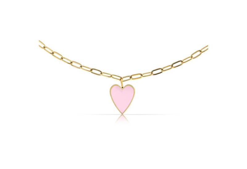 Made by Nami Kette mit Anhänger Filigrane Halskette Gold mit Anhänger Herz Rosa aus Chirurg. Edelstahl, 40 + 5 cm Gold Schmuck Filigraner Schmuck Freundschaftsketten von Made by Nami