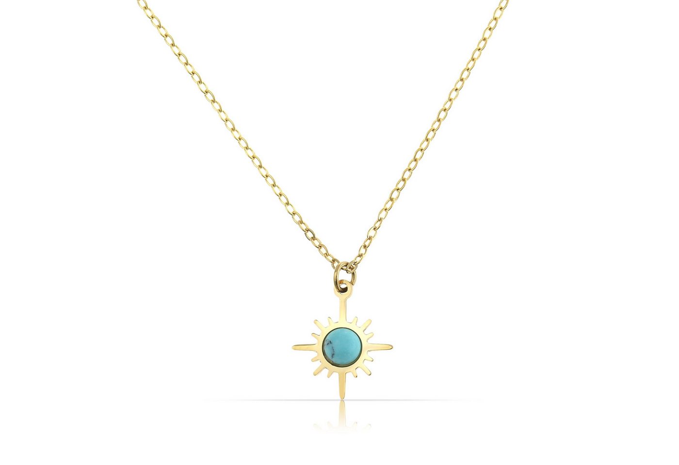 Made by Nami Kette mit Anhänger Gold mit Kompass Anhänger und türkisem Stein aus Chirurg. Edelstahl, 40 + 5 cm Geschenke für Frauen Hypoallergen Wasserfester Schmuck Made by Nami Kette mit Anhänger Gold mit Kompass Anhänger und türkisem Stein aus Chirurg. Edelstahl, 40 + 5 cm Geschenke für Frauen Hypoallergen Wasserfester Schmuck von Made by Nami