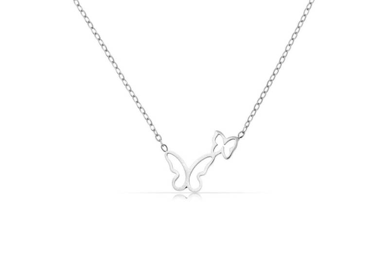 Made by Nami Kette mit Anhänger Schmetterling Damen Silber mit Anhänger aus Chirurgischem Edelstahl, 40 + 5 cm Hypoallergen Wasserfester Schmuck von Made by Nami