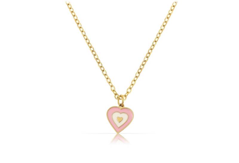 Made by Nami Kette mit Anhänger in Gold mit Anhänger Herz Blume oder Kleeblatt aus Chirurg. Edelstahl, 40 + 5 cm Gold Damen Wasserfester Schmuck Freundschaftsketten von Made by Nami