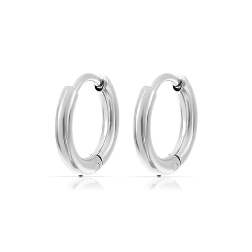 Made by Nami Kleine Creolen Damen Ohrringe Silber aus Edelstahl Wasserfester Schmuck Geschenk Mama (14 mm, Silber) von Made by Nami