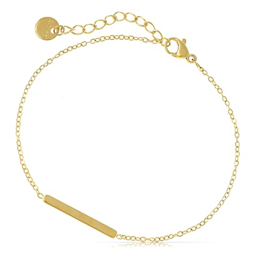 Made by Nami Minimalistisches Armband Damen Gold mit Plättchen aus Chirurgischem Edelstahl 16 + 3 cm Boho Schmuck Damen von Made by Nami