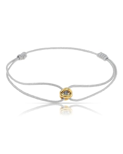 Made by Nami Minimalistisches Armband Herren & Damen • Handgemacht & Geflochten • 100% Wasserfest & Verstellbar • Partner Geschenke (Grau Gold) von Made by Nami