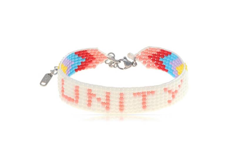 Made by Nami Perlenarmband Damen Armband bunt mit Schriftzug Perlen wasserfest Pride, aus Perlen – größenverstellbar – farbenfroh – geeignet für Pride von Made by Nami
