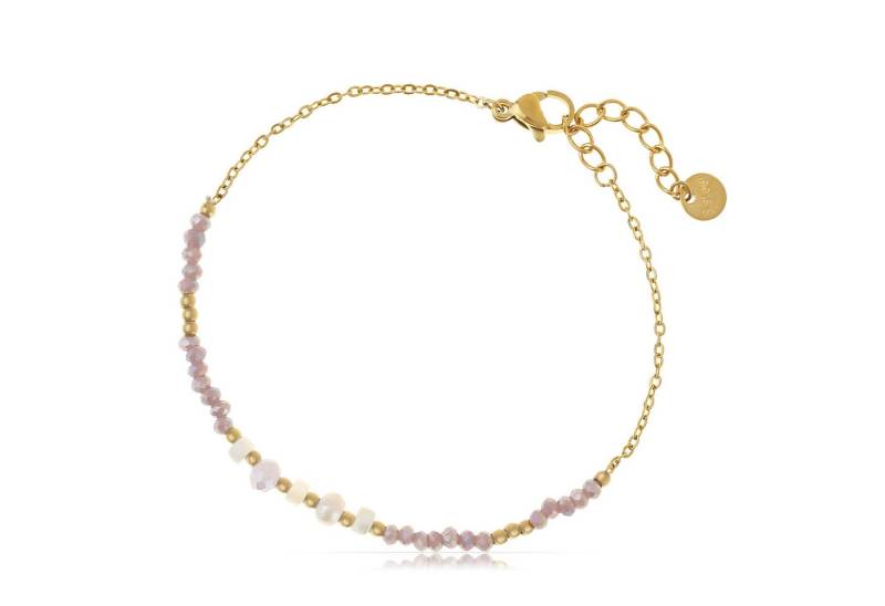 Made by Nami Perlenarmband Damen Armband mit Perlen Freundschaftsarmbänder verstellbar wasserfest, aus Edelstahl – hypoallergen – mit Verlängerung – romantischer Akzent von Made by Nami